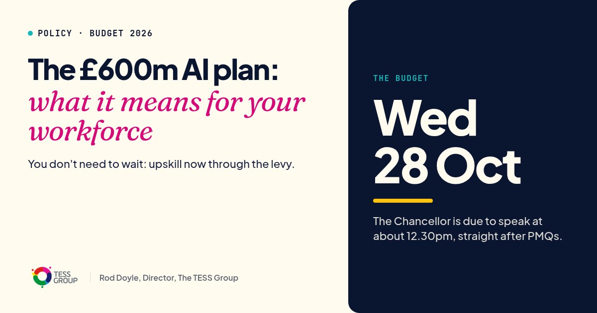 The £600m AI plan: what it means for your workforce. Budget, Wednesday 28 October. TESS Group